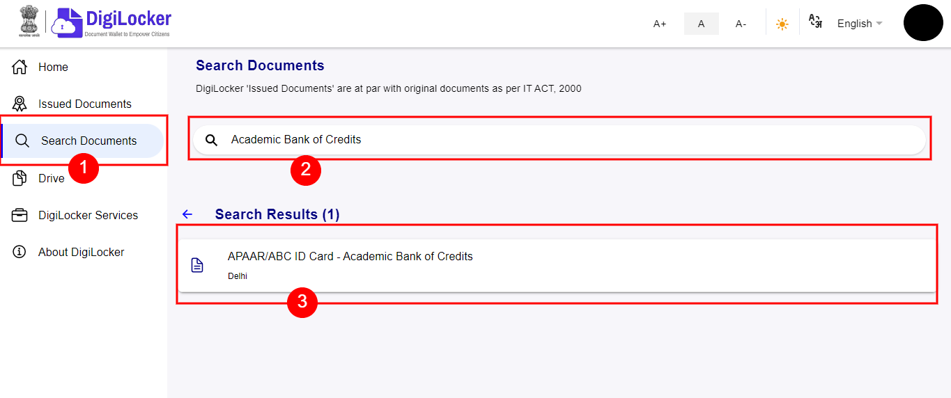 Create an ABC ID through DigiLocker